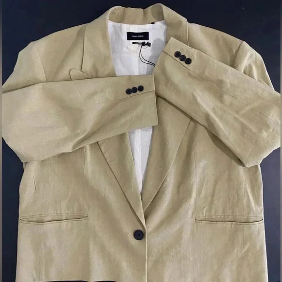 Isabel Marant New Linen Blazer Riller Size 12 Neutral Tan - Picture 10 of 17